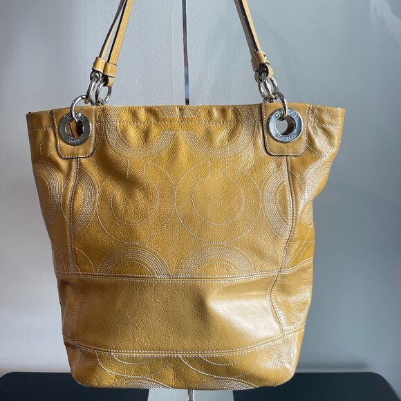 Coach 1941 Alex Gold Patent Leather Tote, Style 14265 - Gold - Preowned - Picture 2 of 16